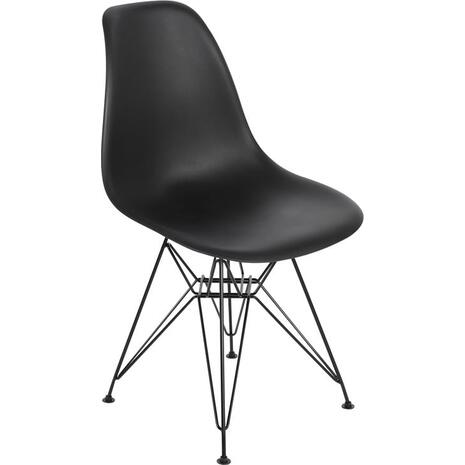 ART Καρέκλα Τραπεζαρίας Μέταλλο Βαφή Μαύρο - PP Μαύρο (σετ 4 τεμαχίων) (ΕΜ127,2)