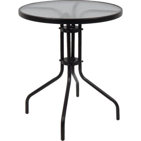 BALENO Τραπέζι Κήπου - Βεράντας, Μέταλλο Βαφή Μαύρο, Γυαλί Tempered (Ε2400,3W)