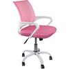 BF2101-SW Πολυθρόνα Γραφείου με Ανάκλιση Άσπρο - Mesh Ροζ (ΕΟ254,7SW) (Ροζ)