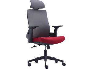 BF8900 Πολυθρόνα Γραφείου Διευθυντή, Mesh Γκρι, Ύφασμα Μπορντώ (ΕΟ528,20)