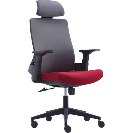 BF8900 Πολυθρόνα Γραφείου Διευθυντή, Mesh Γκρι, Ύφασμα Μπορντώ (ΕΟ528,20)