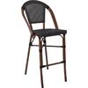 COSTA Σκαμπό BAR με Πλάτη, Αλουμίνιο Απόχρωση Καρυδί, Textilene Μαύρο (Ε289)