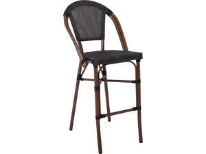 COSTA Σκαμπό BAR με Πλάτη, Αλουμίνιο Απόχρωση Καρυδί, Textilene Μαύρο (Ε289)