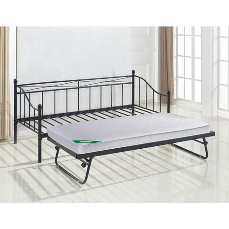 MARIN Set: Daybed (για στρώμα 90x190) + Βοηθητικό Κρεβάτι με Στρώμα 185x85 Μέταλλο Μαύρο (Ε8043,11)