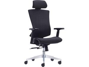 BF9600 Πολυθρόνα Γραφείου Διευθυντή, Βάση Αλουμινίου, Ύφασμα Μαύρο (ΕΟ589,1)