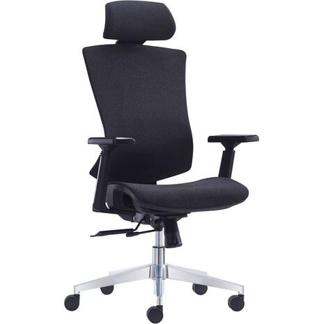 BF9600 Πολυθρόνα Γραφείου Διευθυντή, Βάση Αλουμινίου, Ύφασμα Μαύρο (ΕΟ589,1)