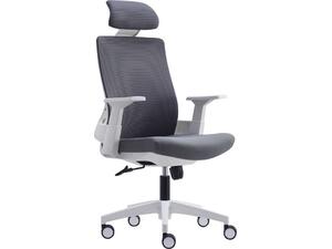 BF8900 Πολυθρόνα Γραφείου Διευθυντή, Άσπρο - Γκρι, Mesh Γκρι, Ύφασμα Γκρι (ΕΟ528,30)
