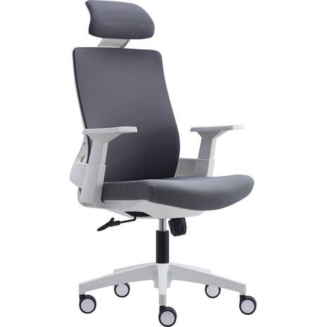BF8900 Πολυθρόνα Γραφείου Διευθυντή, Άσπρο - Γκρι, Mesh Γκρι, Ύφασμα Γκρι (ΕΟ528,30)