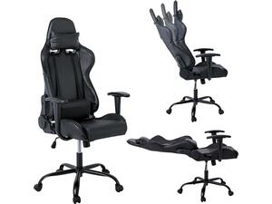 BF8350 Gaming Πολυθρόνα Γραφείου, Ανάκλιση Πλάτης έως 90°, Pu Μαύρο (ΕΟ578)