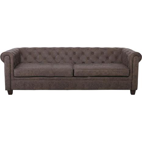 CHESTERFIELD Newport Kαναπές 3Θέσιος Σαλονιού - Καθιστικού, Ύφασμα Antique Look Καφέ (Ε9420,33)