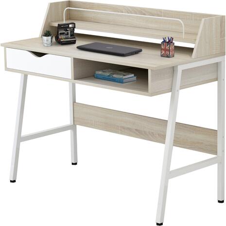 ΓΡΑΦΕΙΟ OLIVIER HM2129.01 ΜΕΛΑΜΙΝΗ ΣΕ SONAMA-ΛΕΥΚΟ-ΛΕΥΚΟΣ ΜΕΤΑΛΛΙΚΟΣ ΣΚΕΛΕΤΟΣ 104x48x89Υεκ