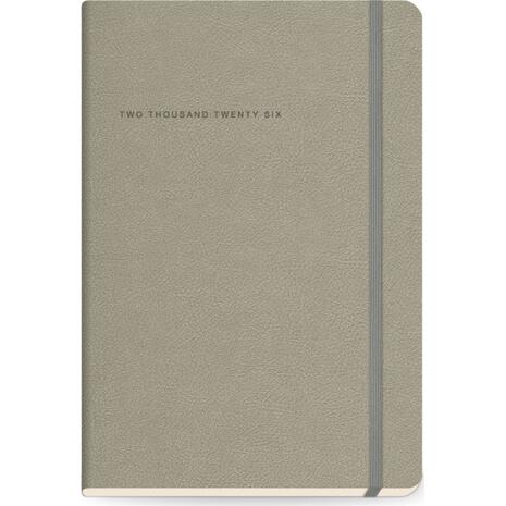 Ημερολόγιο ημερήσιο The Writing Fields Softline 2000 14x21cm 2026 με λάστιχο soft εξώφυλλο με υφή δέρματος Warm Grey