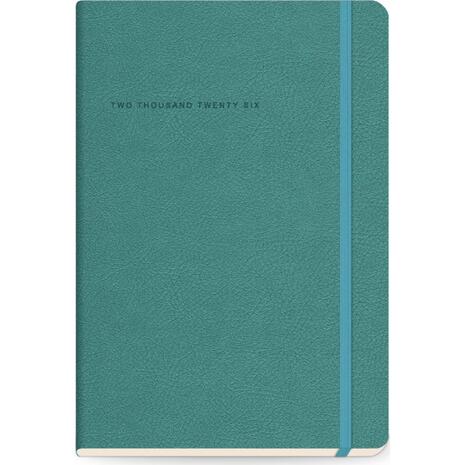 Ημερολόγιο ημερήσιο The Writing Fields Softline 2000 14x21cm 2026 με λάστιχο soft εξώφυλλο με υφή δέρματος Petrol