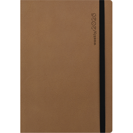 Ημερολόγιο εβδομαδιαίο Linardatos 2026 Flexy Weekly_C εύκαμπτο 360o δερματίνη με λάστιχο 14x21εκ Καφέ 63183_C