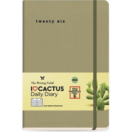 Ημερολόγιο ημερήσιο TWF 2026 Cactus 3400 soft με λάστιχο 13,8x20cm Desert Sand