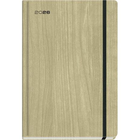 Ημερολόγιο ημερήσιο με λάστιχο TWF Woodstock 3090 ημιεύκαμπτο εξώφυλλο 2026 16,6x23,8 cm Άμμου