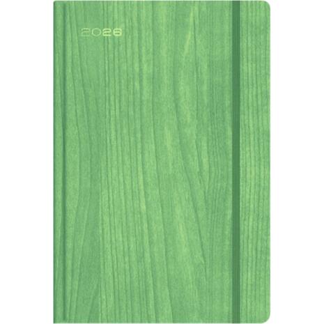 Ημερολόγιο ημερήσιο με λάστιχο TWF Woodstock 3090 ημιεύκαμπτο εξώφυλλο 2026 16,6x23,8 cm  Σμαραγδί