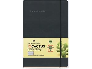 Ημερολόγιο ημερήσιο TWF 2026 Cactus 3400 soft με λάστιχο 13,8x20cm Black Shadow