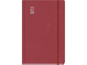 Ημερολόγιο ημερήσιο TWF 2026 Connections 5500 ημιεύκαμπτο με λάστιχο 13,8x20cm Κόκκινο