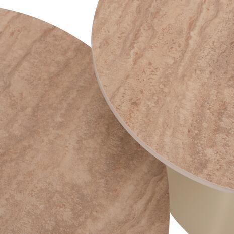 ΣΕΤ 2 ΤΡΑΠΕΖΙΑ ΣΑΛΟΝΙΟΥ JEN HM18305.04 ΜΕΤΑΛΛΟ ΣΑΜΠΑΝΙ-ΚΕΡΑΜΙΚΟ ΣΕ TRAVERTINE Φ50εκ & Φ70εκ