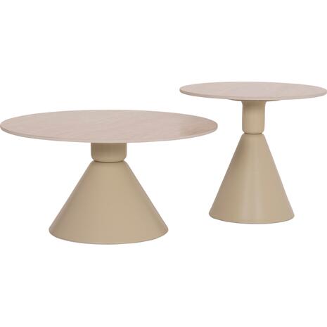 ΣΕΤ 2 ΤΡΑΠΕΖΙΑ ΣΑΛΟΝΙΟΥ JEN HM18305.04 ΜΕΤΑΛΛΟ ΣΑΜΠΑΝΙ-ΚΕΡΑΜΙΚΟ ΣΕ TRAVERTINE Φ50εκ & Φ70εκ