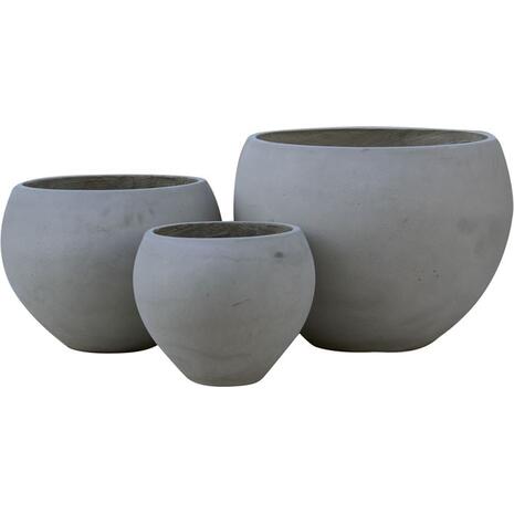 FLOWER POT-5  Set 3 τεμαχίων Cement Grey (Ε6304,S)