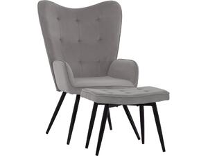 ΠΟΛΥΘΡΟΝΑ ΜΠΕΡΖΕΡΑ CRAWLEY ΜΕ ΥΠΟΠΟΔΙΟ HM8918.01 ΓΚΡΙ ΒΕΛΟΥΔΟ 70x57x103 εκ.