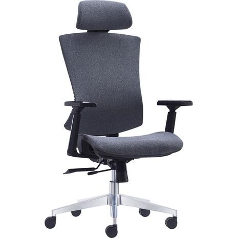 BF9600 Πολυθρόνα Γραφείου Διευθυντή, Βάση Αλουμινίου, Ύφασμα Γκρι (ΕΟ589,2)