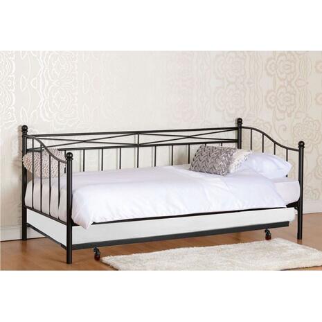 MARIN Set: Daybed με Στρώμα 90x190 + Βοηθητικό Κρεβάτι με Στρώμα 85x185 Μέταλλο Μαύρο (Ε8043,1S)