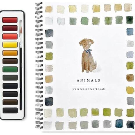 Βιβλίο Ζωγραφικής - χρωματισμού "Animal" & 12 Νερομπογιές 16x24εκ 14 φύλλα (36247)
