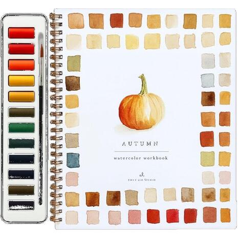 Βιβλίο Ζωγραφικής - χρωματισμού "Autumn" & 12 Νερομπογιές 16x24εκ 14 φύλλα (36248)