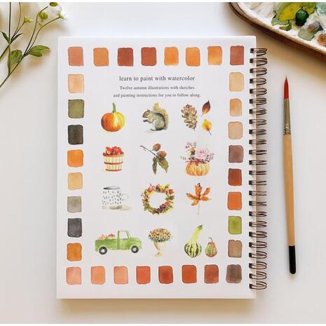 Βιβλίο Ζωγραφικής - χρωματισμού "Autumn" & 12 Νερομπογιές 16x24εκ 14 φύλλα (36248)