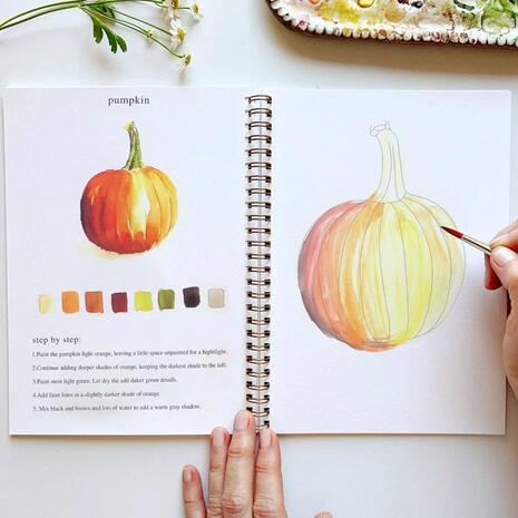 Βιβλίο Ζωγραφικής - χρωματισμού "Autumn" & 12 Νερομπογιές 16x24εκ 14 φύλλα (36248)