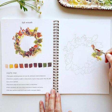 Βιβλίο Ζωγραφικής - χρωματισμού "Autumn" & 12 Νερομπογιές 16x24εκ 14 φύλλα (36248)