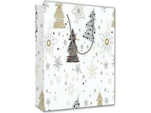 Χάρτινη σακούλα δώρου 13x10x5cm " Έλατα"  (Διάφορα χρώματα)