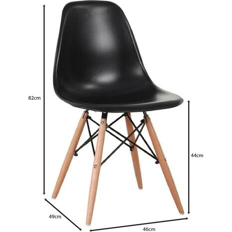 ART Wood Καρέκλα Τραπεζαρίας – Κουζίνας, Πόδια Οξιά, Κάθισμα PP Μαύρο - Πλήρως K/D (σετ 4 τεμαχίων) (ΕΜ123,2KD)