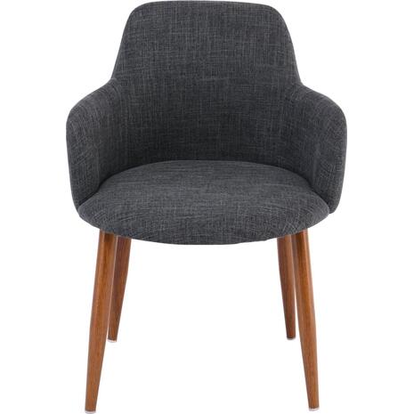 SOUL Πολυθρόνα Τραπεζαρίας Σαλονιού Κουζίνας, Μέταλλο Βαφή Καρυδί, Ύφασμα Γκρι (σετ 2 τεμαχίων) (ΕΜ713,1)