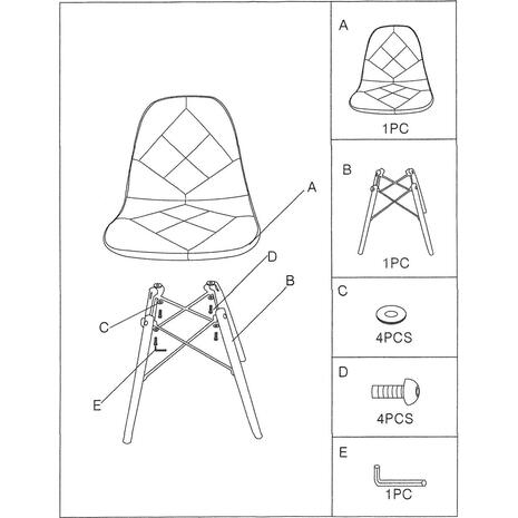 ART Wood Καρέκλα Τραπεζαρίας, Πόδια Οξιά, Κάθισμα PP με Ύφασμα Patchwork (σετ 4 τεμαχίων) (ΕΜ123,8)