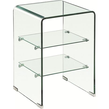 GLASSER Κομοδίνο Clear  2 Ράφια - Γυαλί 10mm / 5mm (ΕΜ729,1)