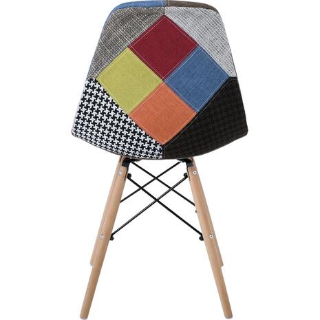 ART Wood Καρέκλα Τραπεζαρίας, Πόδια Οξιά, Κάθισμα PP με Ύφασμα Patchwork (σετ 4 τεμαχίων) (ΕΜ123,8)