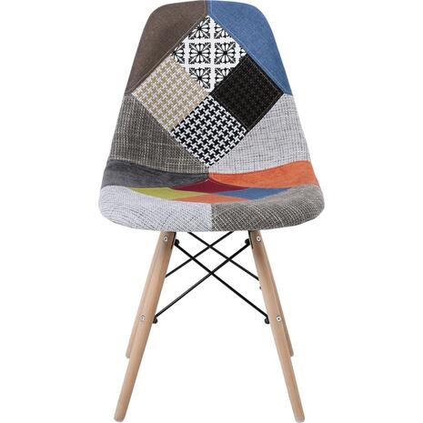 ART Wood Καρέκλα Τραπεζαρίας, Πόδια Οξιά, Κάθισμα PP με Ύφασμα Patchwork (σετ 4 τεμαχίων) (ΕΜ123,8)