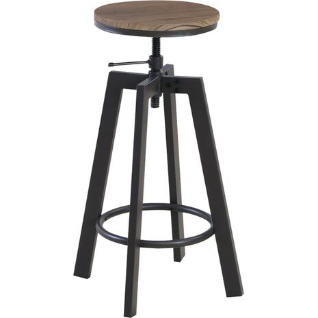 YORK Σκαμπό BAR, Μέταλλο Βαφή Σκούρο Καφέ, Καρυδί, Ρύθμιση Ύψους, Περιστρεφόμενο (σετ 2 τεμαχίων) (ΕΜ9793,1)