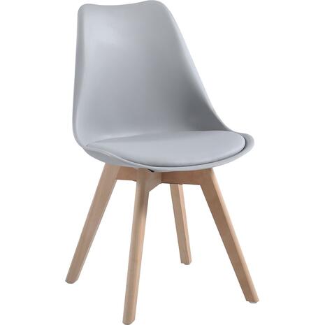 MARTIN Καρέκλα Τραπεζαρίας Κουζίνας, Metal Cross Ξύλο, PP Γκρι, Αμοντάριστη Ταπετσαρία (σετ 4 τεμαχίων) (ΕΜ136,40W)