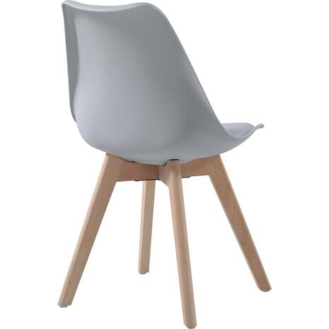 MARTIN Καρέκλα Τραπεζαρίας Κουζίνας, Metal Cross Ξύλο, PP Γκρι, Αμοντάριστη Ταπετσαρία (σετ 4 τεμαχίων) (ΕΜ136,40W)