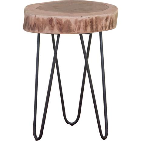 FUEGO Τραπεζάκι Σαλονιού Καθιστικού, Μέταλλο Βαφή Μαύρο, Ξύλο Ακακία Φυσικό (ΕΑ7059,1)