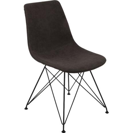 PANTON Καρέκλα Μέταλλο Βαφή Μαύρη, PU Vintage Black (σετ 4 τεμαχίων) (ΕΜ777,3)