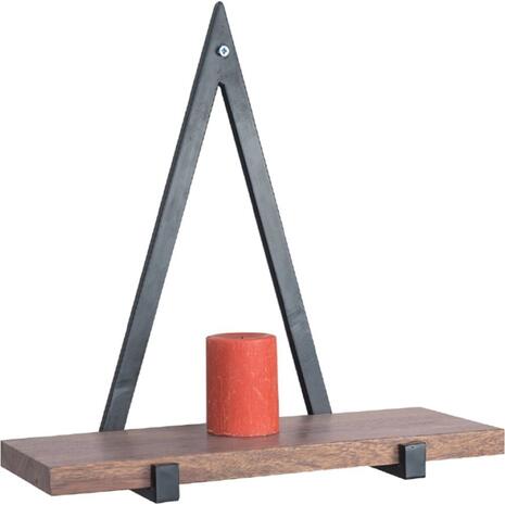 WALL Ράφι Τοίχου Μέταλλο Βαφή Μαύρο, Ξύλο Ακακία Φυσικό (ΕΑ7029)