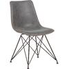 PANTON Καρέκλα Μέταλλο Βαφή Μαύρη, PU Vintage Grey (σετ 4 τεμαχίων) (ΕΜ777,1)