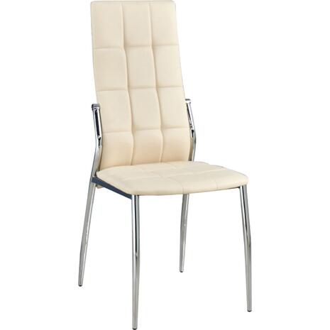 PRIMA Καρέκλα K/D Τραπεζαρίας Κουζίνας, Μέταλλο Χρώμιο, Pu Εκρού (σετ 4 τεμαχίων) (ΕΜ900,2)