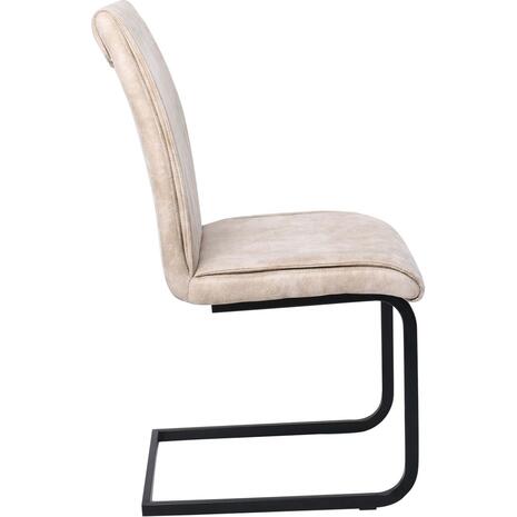 TORY Καρέκλα Τραπεζαρίας Κουζίνας, Μέταλλο Βαφή Μαύρο Ύφασμα Suede Μπεζ (σετ 4 τεμαχίων) (ΕΜ794,3)